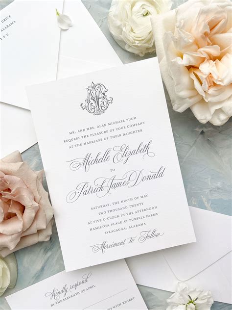 Elegant Monogram Wedding Invitation