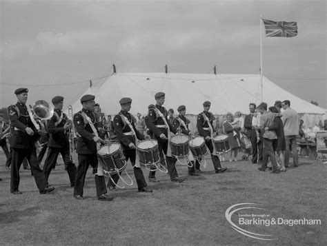 Dagenham Town Show 1967 Showing Dummers Leading Band Across Arena