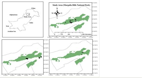 Map Of Margalla Hills National Park Islamabad Pakistan Showing