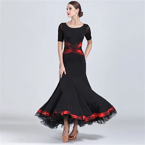 Ballroom Dress Short Sleeve Round Neck Women Waltz Dress Standard Dance ...