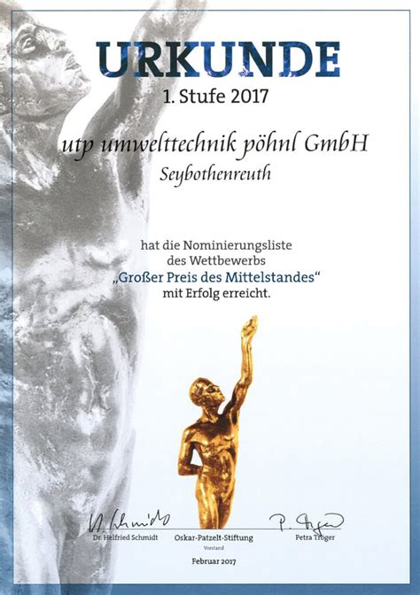 Nominierung für den Großen Preis des Mittelstandes