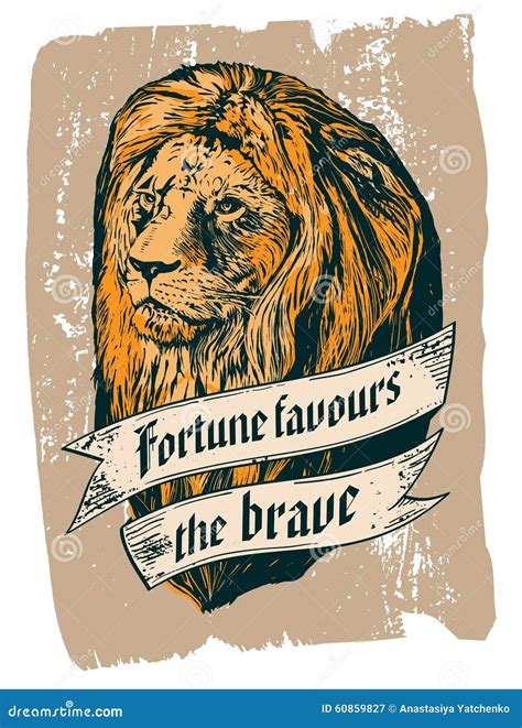 Fortune Favours The Bold Hand Drawn Lettering Proverb Vector