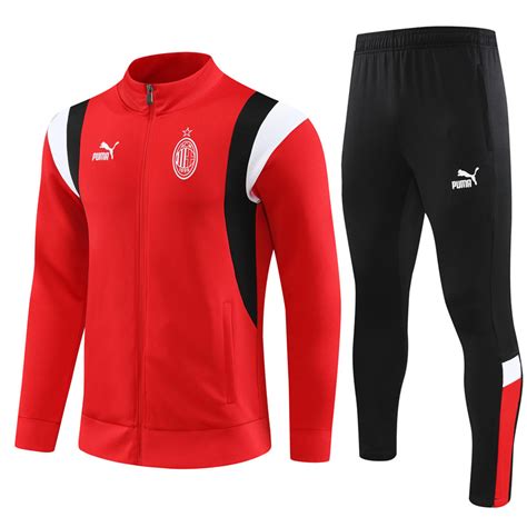 Ac Milan Adult Tracksuit Red Black One Football