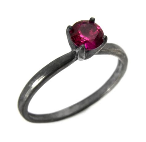 Ruby Ring Sterling Silver Solitaire Ring Blackened Silver | Etsy