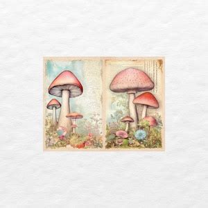 Mushroom Journal Pages Digital Fungi Junk Journal Paper Printable