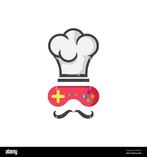 Vector Design Logo Created From Combination Chef And Game Stick Logo