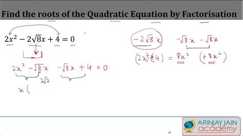 Find The Roots Of The Quadratic Equation By Factorisation Example 1