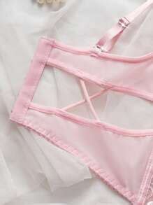 2 peças Conjunto Conjunto de Lingerie Bustier Sexy de Malha