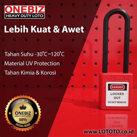 Jual Onebiz Long Nylon Shackle Safety Padlock Red