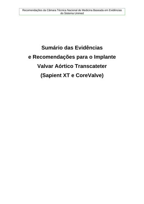 PDF SUMÁRIO DAS EVIDÊNCIAS E RECOMENDAÇÕES PARA O USO pacientes