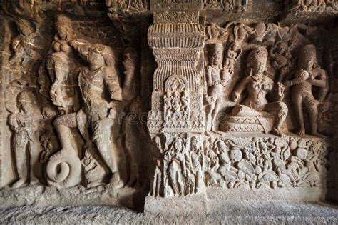 Relief Carvings at Kailash Temple, Ellora Stock Photo - Image of ...