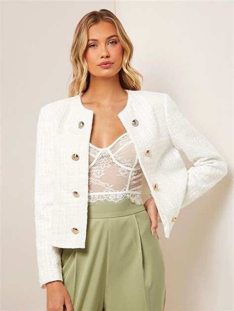 SHEIN Clasi Double Breasted Open Front Jacket SHEIN UK