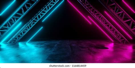 Modern Futuristic Scifi Purple Blue Neon Stock Illustration