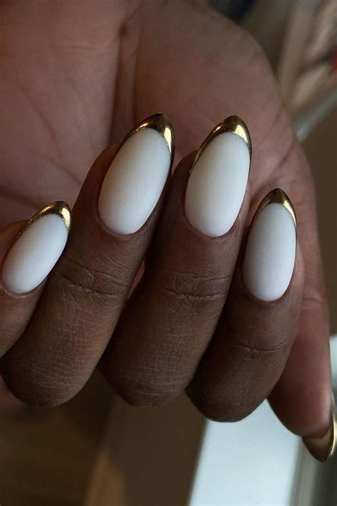 35 Cute And Trendy Gold French Tip Nails Ideas For 2024 In 2024 White