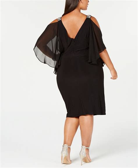 Xscape Plus Size Rhinestone Cold Shoulder Sheath Dress Macys