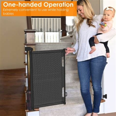 Baby Safety Gate Retractable Door Extra Wide Child Pet Safety Stairs