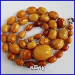 RARE ANTIQUE ART DECO NATURAL GENUINE BUTTERSCOTCH EGG YOLK AMBER BEAD