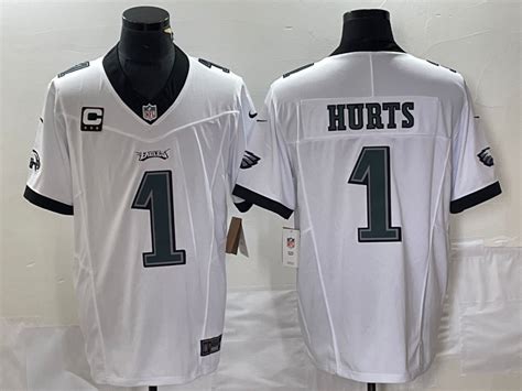 Men S Philadelphia Eagles Jalen Hurts White C Patch Fuse Vapor