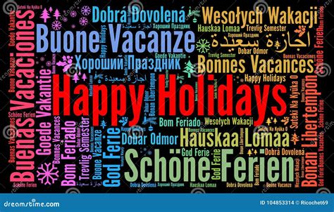 Happy Holidays Word Cloud In Different Languages Stock Illustration