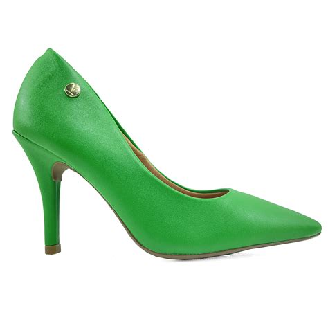 Scarpin Vizzano Pelica Salto Alto Bico Fino Verde Compre Agora