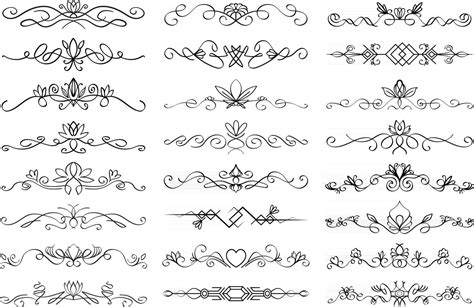 Floral Text Divider Set Colection Of Text Dividing Flourish Linear Ornaments With Floral