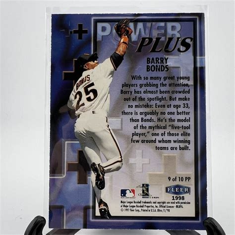 Fleer Ultra Power Plus Barry Bonds Insert Card Giants Goat Ebay