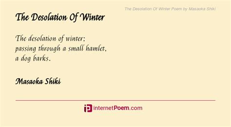 The Desolation Of Winter Poem By Masaoka Shiki