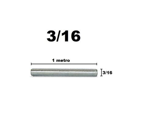 Kit 1 Peça Barra Roscada 1 Metro 3 16 Rosqueada Zincada NEW FIX