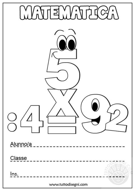 Copertina Matematica Scuola Primaria TuttoDisegni