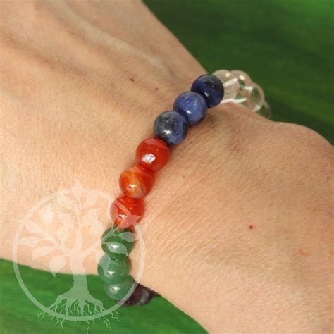 Chakra Armband 8mm Edelstein Perlen In Den Farben Der Chakren Aus