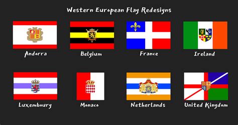 My redesigns of the flags of Western Europe : r/vexillology