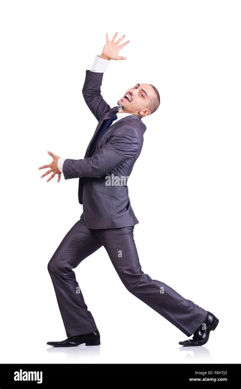 Dancing Businessman Isolated On White Stock Photo Alamy