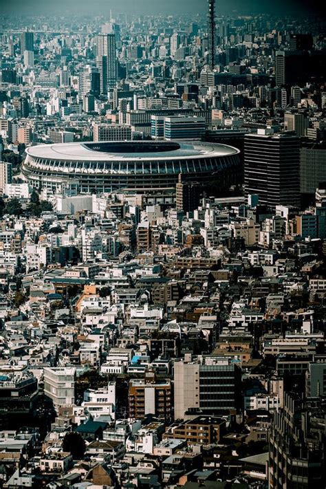 Nowy Stadion Narodowy I Linia Skyline Tokyo Obraz Stock Obraz