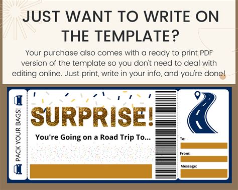 Road Trip Ticket. Road Trip Surprise. Road Trip Reveal. Road - Etsy