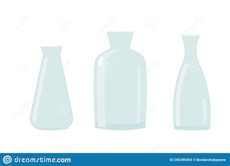 Set Of Glass Vases For Flowers Cartoon Glass Bottles Stock Vector Illustration Of Botany