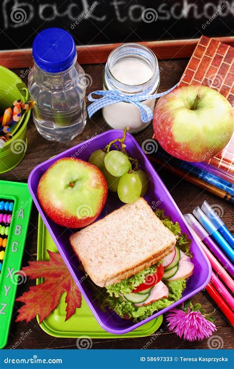 Healthy Breakfast for School Stock Image - Image of accessories, bread ...