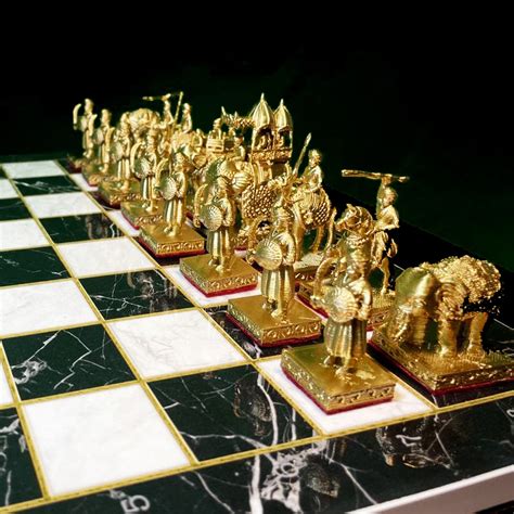 Indian Chess Set With Chessboard-indian Solder Chess Game - Etsy Australia