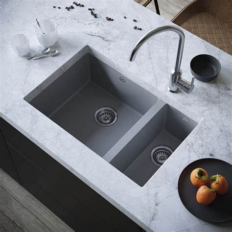 Venice 1 5 Bowl Matt Grey Undermount Composite Kitchen Sink