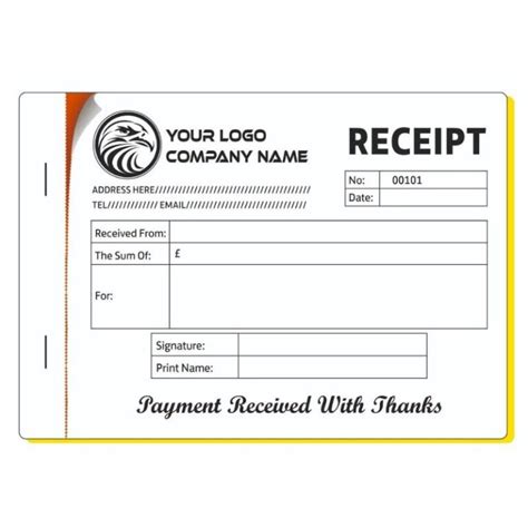 Personalised Receipt Book Printing X Sets Free Design