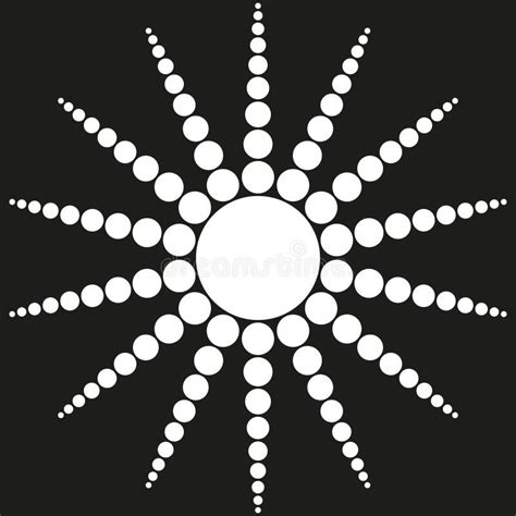 Sunburst Vector Icon Circular Dot Pattern Radiating White Dots On