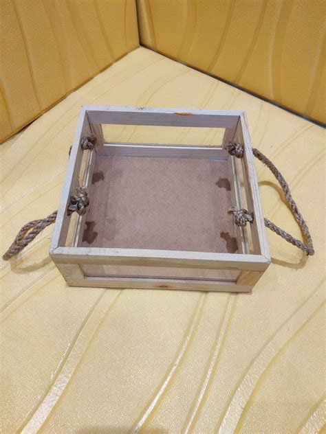 Natural Finish Wooden Square Pine Wood Basket For Gifting Size By