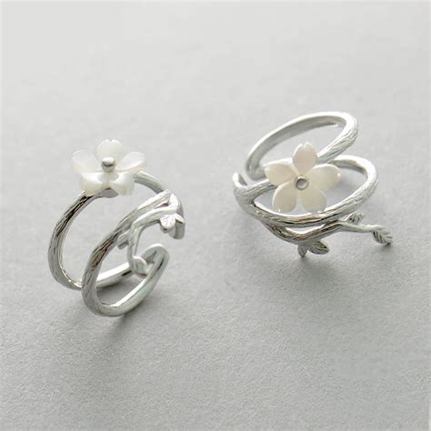 Womens Flower Sterling Silver Cartilage Earrings Clip On Earrings For