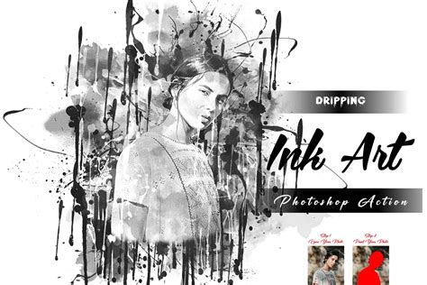 Dripping Ink Art Photoshop Action Graphic By Hmalamin Creative