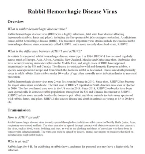 Rabbit Hemorrhagic Disease Virus Lafebervet