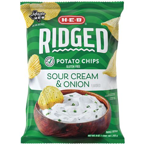 H E B Ridged Potato Chips Sour Cream And Onion Shop Chips At H E B