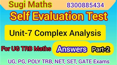 Unit Complex Analysis Self Evaluation Test Answers Part Ug Trb