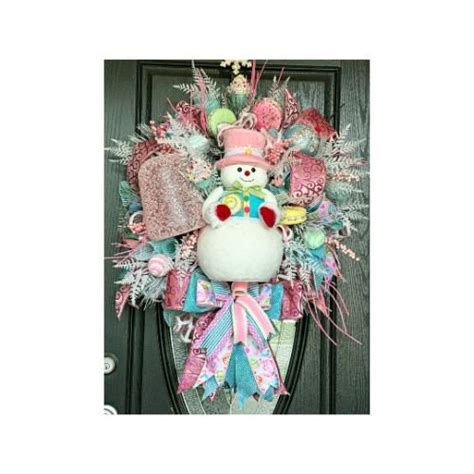 Snowman Wreath Front Door Christmas Wall Decor Snowman Etsy