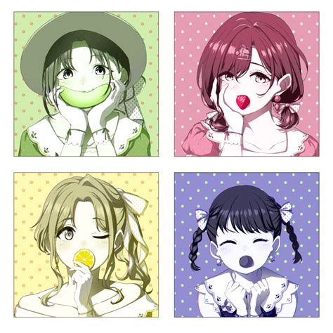 Safebooru 4girls Absurdres Alternate Costume Alternate Hairstyle Asakura Tooru Blush Stickers