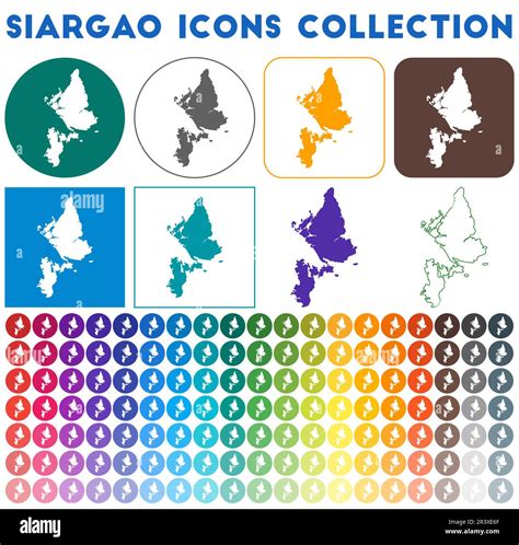 Colecci N De Iconos Siargao Brillantes Coloridos Iconos De Mapa De