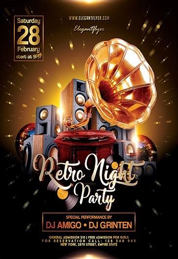 Black and Gold Luxury Retro Night Party Premium Flyer Template PSD | by ...